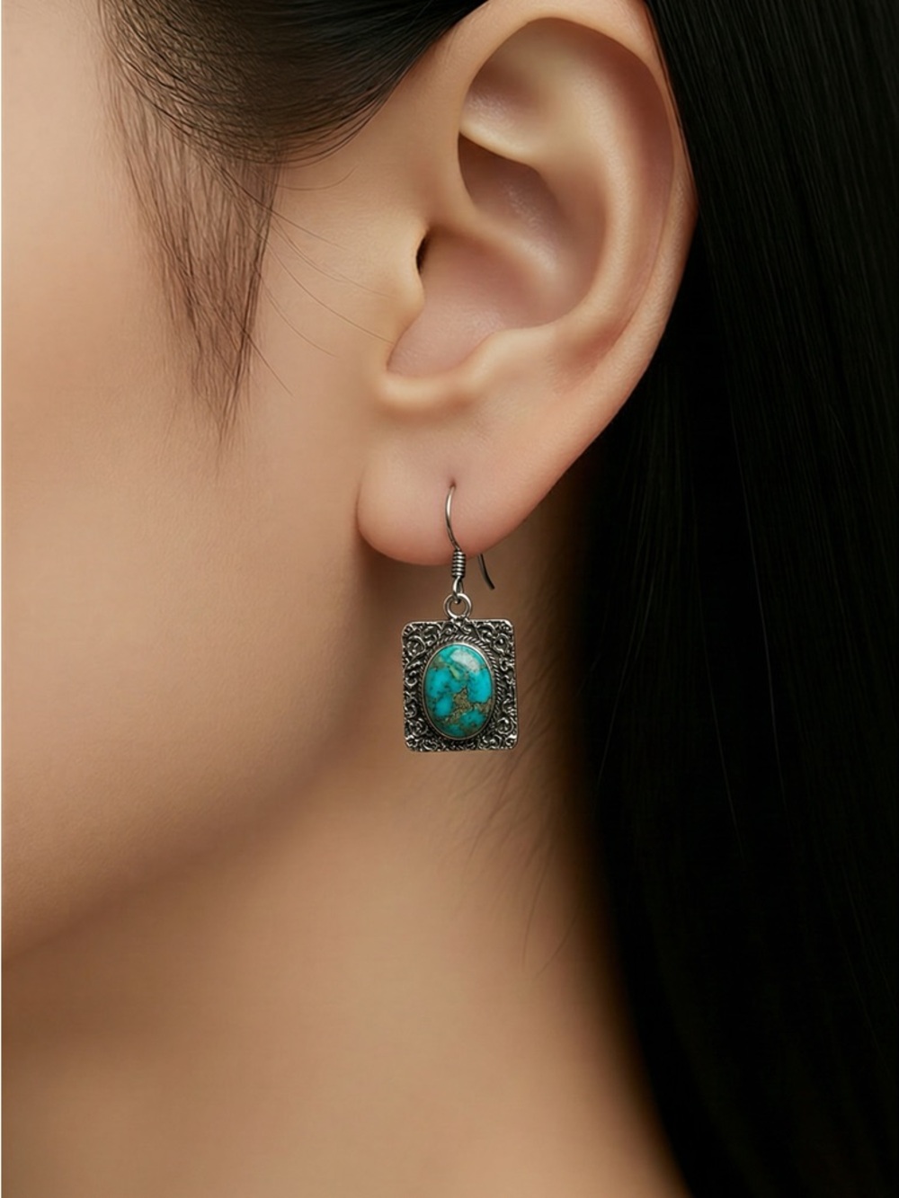 SOLD ! Chrysocolla Necklace & Earrings - Picture 6 of 16